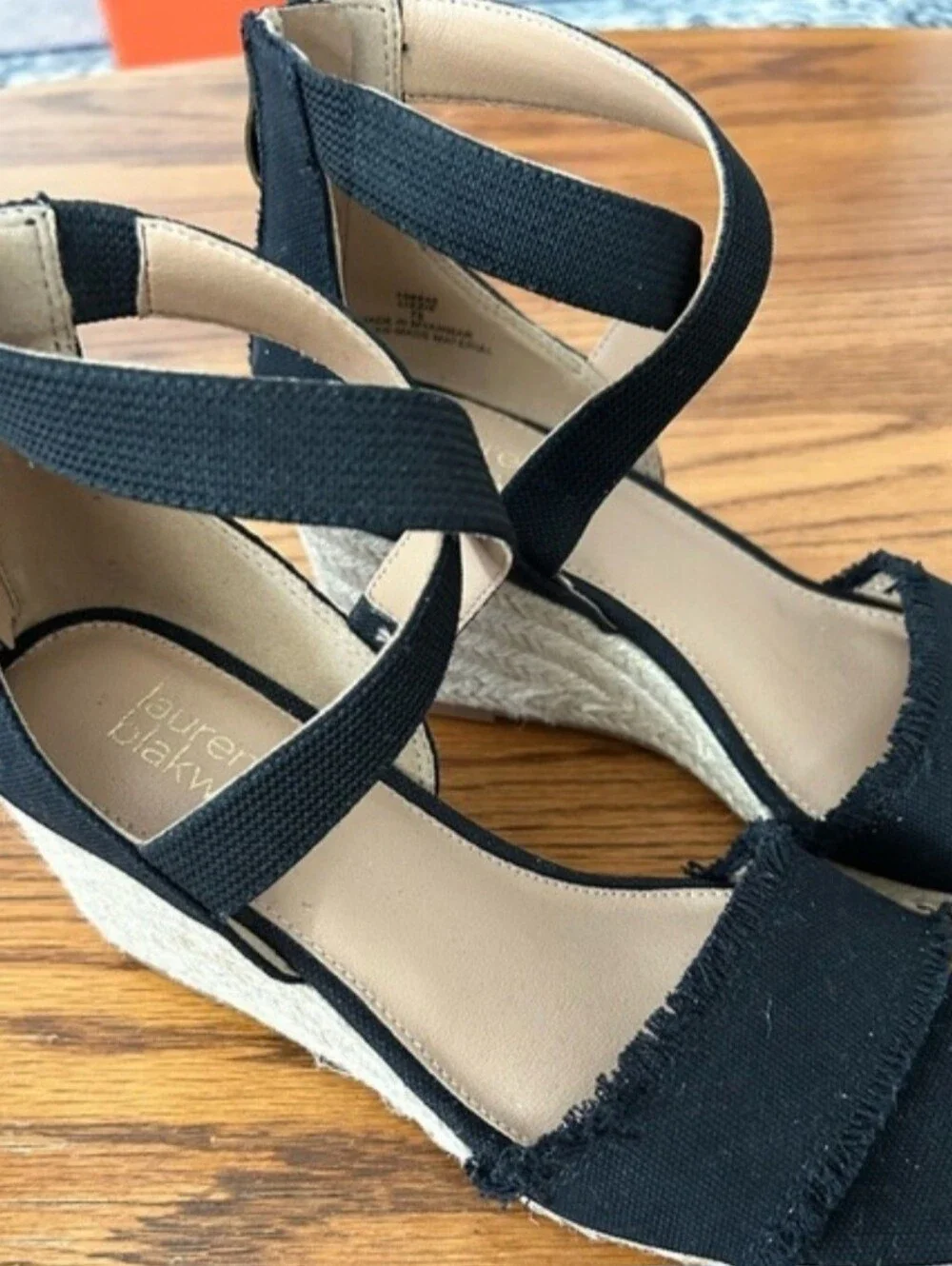 Lauren Blackwell black wedge sandals